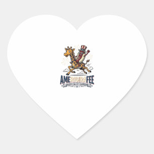 Funny Amerigiraffee Patriotic Giraffe Hot Dog Shir Heart Sticker