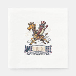 Funny Amerigiraffee Patriotic Giraffe Hot Dog Shir Napkin