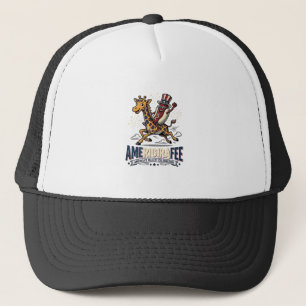 Funny Amerigiraffee Patriotic Giraffe Hot Dog Shir Trucker Hat