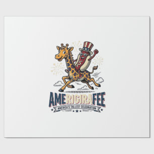 Funny Amerigiraffee Patriotic Giraffe Hot Dog Shir Wrapping Paper