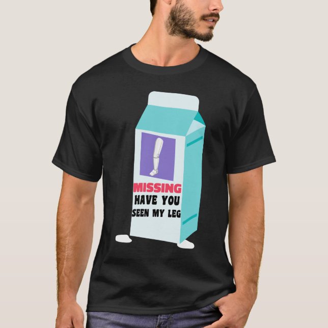Funny Amputee Prosthetic Milk Cartoon for men wome T-Shirt (Front)