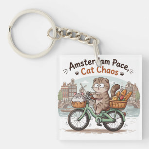 Funny Amsterdam Cat Key Ring