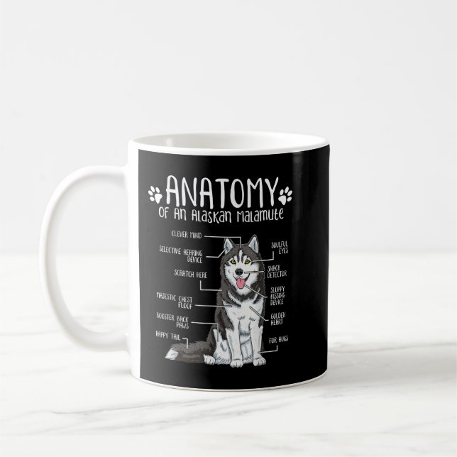 Funny Anatomy Alaskan Malamute Dog Lover  Coffee Mug (Left)