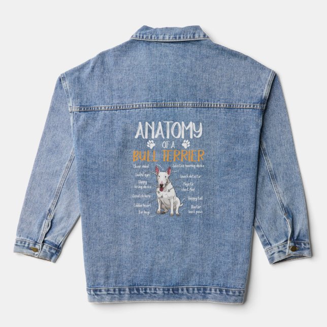 Funny Anatomy Bull Terrier Dog  Denim Jacket (Back)