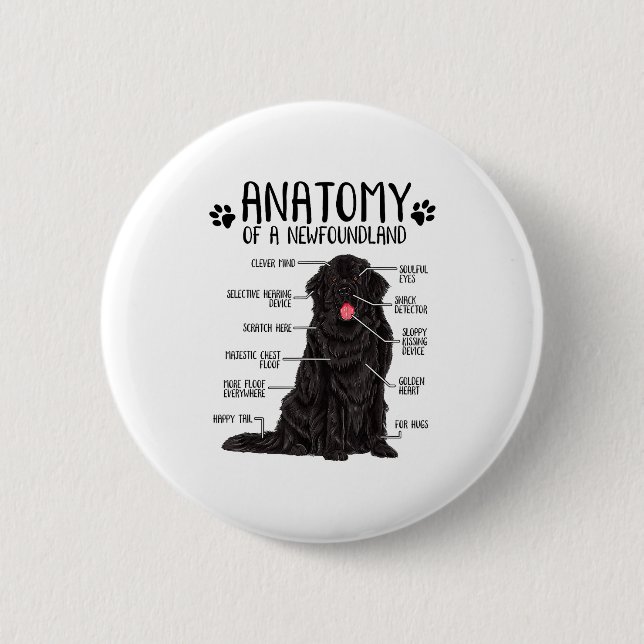 Funny Anatomy Newfoundland Dog Cute Newfie Lover  6 Cm Round Badge (Front)