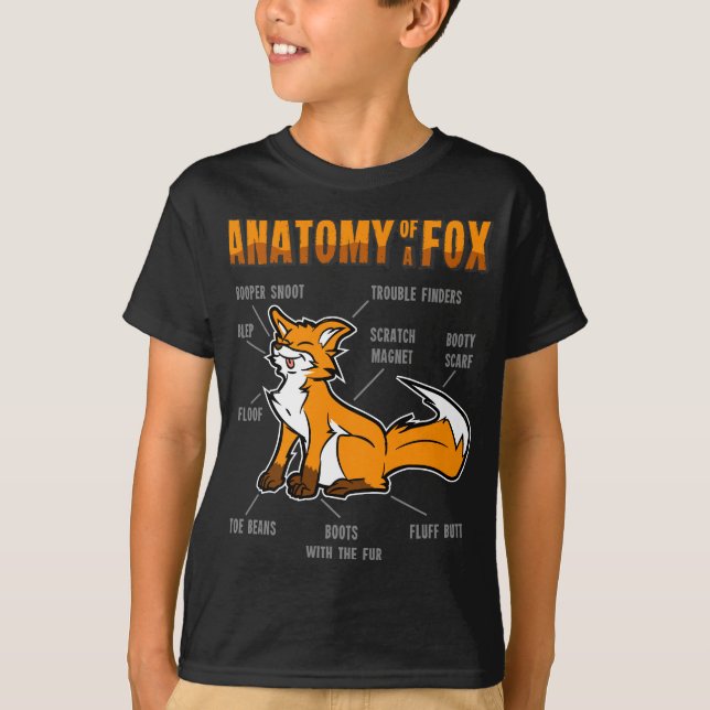 Funny Anatomy of a Fox  Furry Fursona Women  Men T-Shirt (Front)