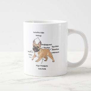Funny Anatomy of a French Bulldog Illustration Large Coffee Mug