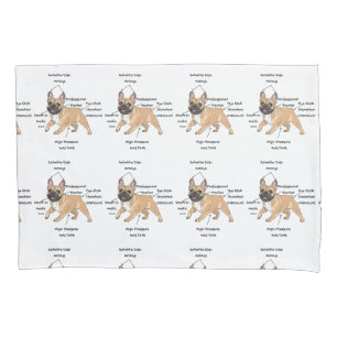 Funny Anatomy of a French Bulldog Illustration Pillowcase