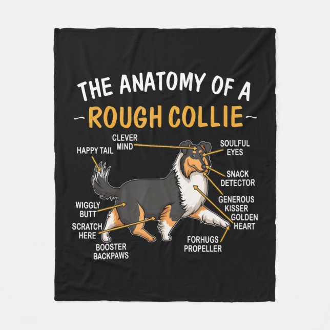 Funny Anatomy Of A Rough Collie For Dog Lovers Fleece Blanket (Front)