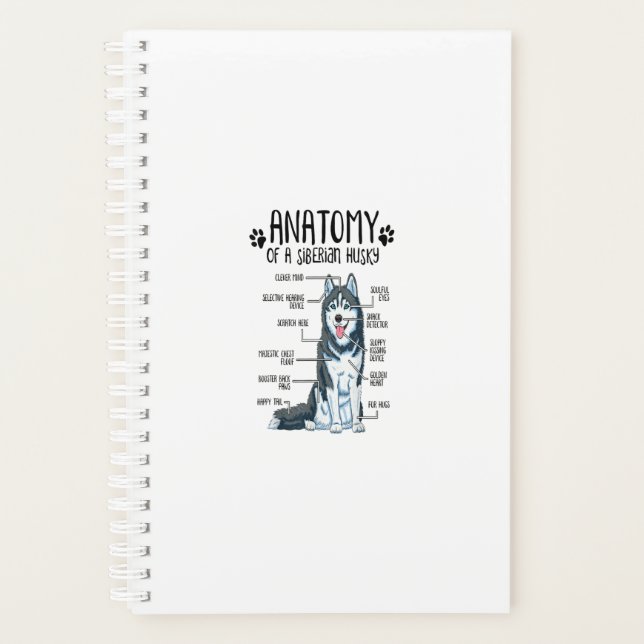 Funny Anatomy Siberian Husky Dog Lover Gift Planner (Front)