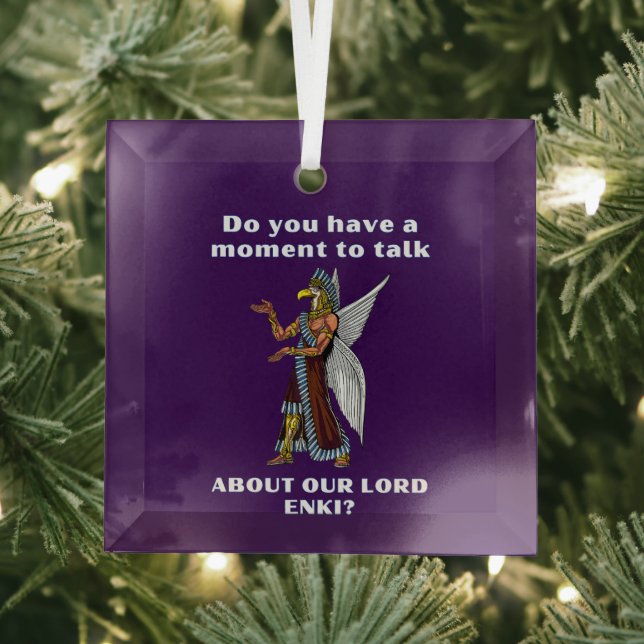 Funny Ancient UFO Annunaki Alien Glass Tree Decoration (Insitu)