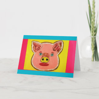 Funny and Colourful Pig Greeting Card
