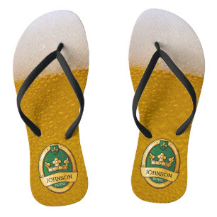 Funny and Cool Beer Glass Golden Badge Name Jandals