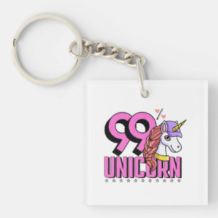 Funny and Cute animal with Hat 99 Percent Unicorn Key Ring