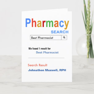 Funny and Cute Best Pharmacy Search Thank You Card