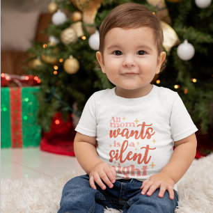 Funny and Cute Christmas Holiday Silent Night Baby Bodysuit