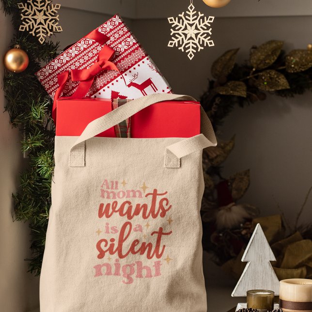 Funny and Cute Christmas Holiday Silent Night Mum Tote Bag (Creator Uploaded)
