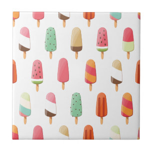 Funny and cute coloured ice creams pattern tile