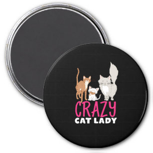 Funny and Cute Crazy Cat Lady Cat Mum Humour Magnet