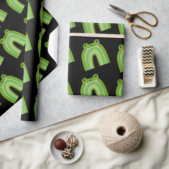 Funny and Cute Frog Rainbow Wrapping Paper (Crafts)