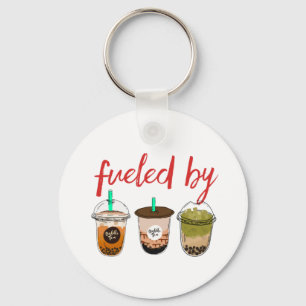 Funny and Cute Fuelled By Bubble Tea Boba Lover Key Ring