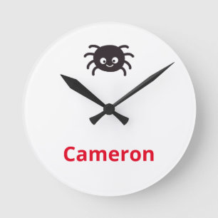 Funny and Cute Personalised Spider with Name Round Clock