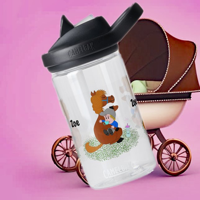 Funny and cute pony with baby - custom kids  water bottle (Creator Uploaded)