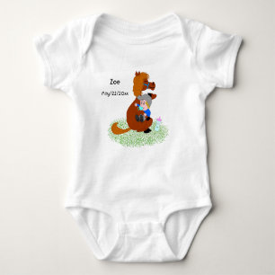 Funny and cute pony with baby - cute baby bodysuit