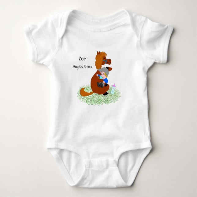 Funny and cute pony with baby - cute  bodysuit (Front)