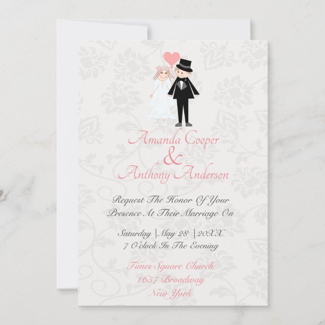 funny and elegant wedding and reception invitation (Front)