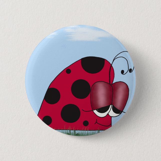 Funny and Euphoric Ladybug 6 Cm Round Badge (Front)
