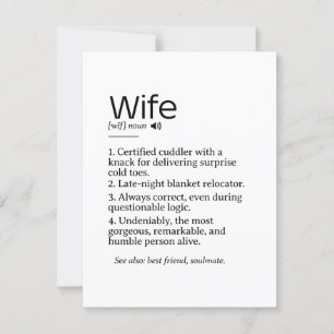 Funny and Heartfelt Wife Definition  Postcard