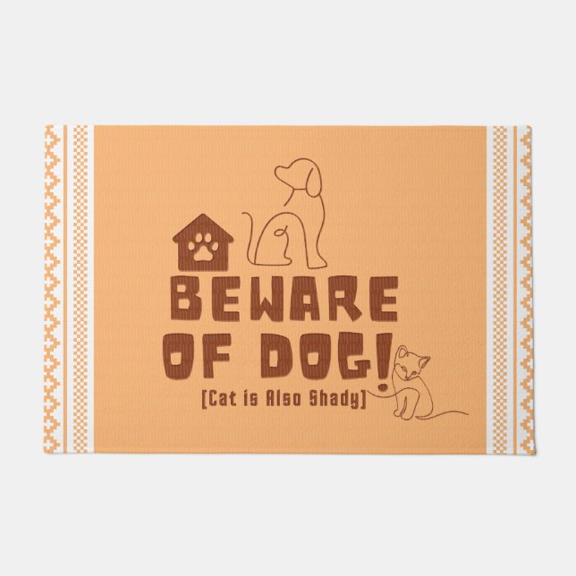 Funny and Humourous Welcome Mats | Beware of Dog (Front)