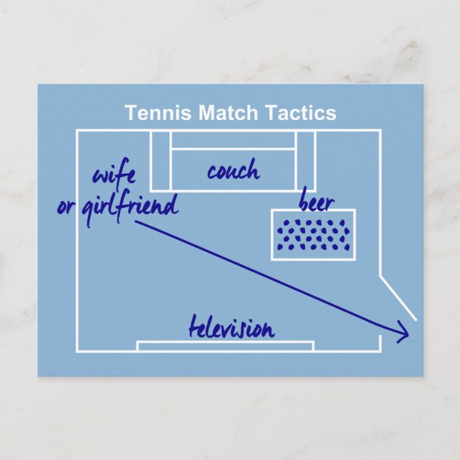 Funny and original tennis match tactics, postcard (Front)