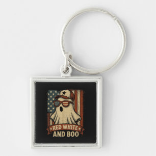 Funny and patriotic Red white and boo Key Ring