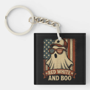 Funny and patriotic Red white and boo Key Ring