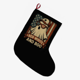 Funny and patriotic Red white and boo Large Christmas Stocking