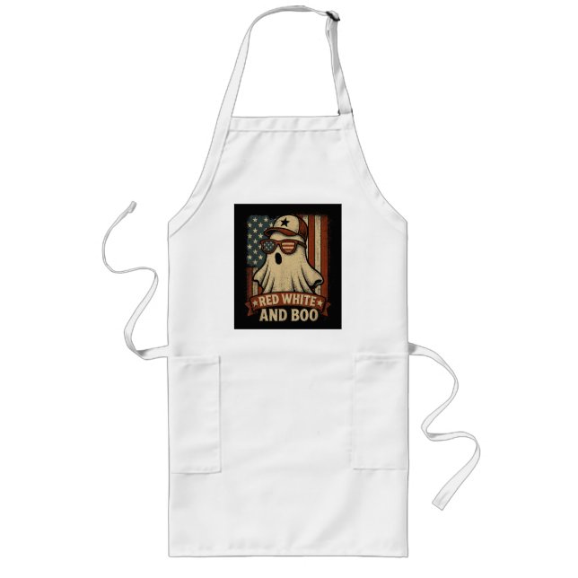 Funny and patriotic Red white and boo Long Apron (Front)