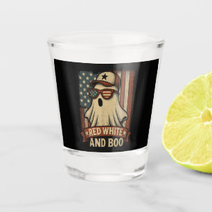 Funny and patriotic Red white and boo Shot Glass