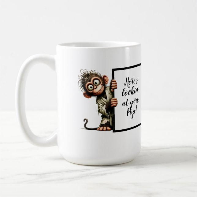 Funny and quirky monkey for dads and pops coffee mug (Left)