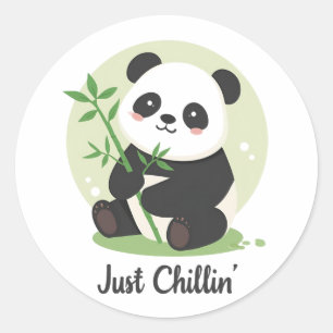 Funny and Relaxing Panda Classic Round Sticker