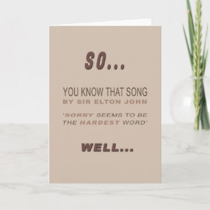 Funny and Sarcastic Apology Card