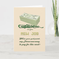 Funny and Sarcastic New Job Card