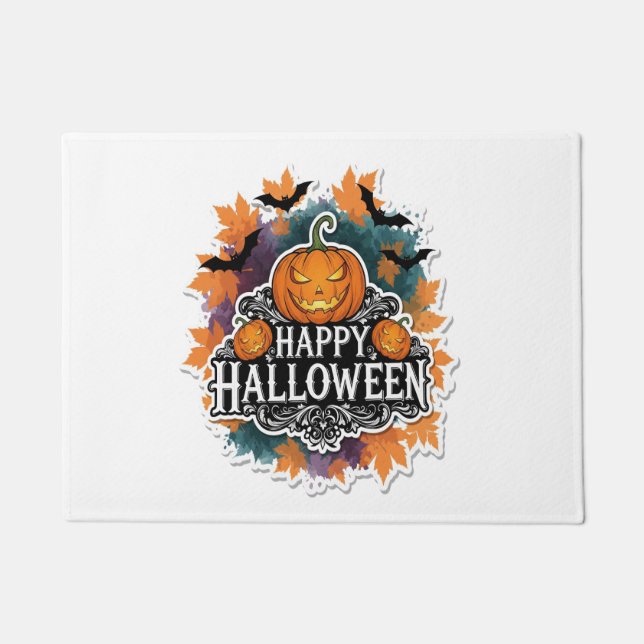 Funny and Spooky Halloween Quotes Happy Doormat (Front)