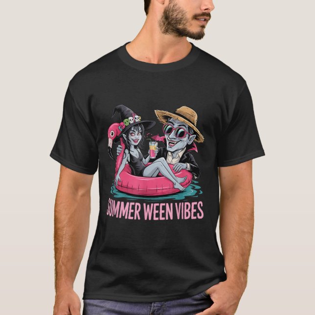 Funny and Witch Float Halloween Summer Ween Party T-Shirt (Front)