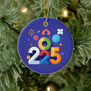 Funny and Witty Graphic Design 2025 Ceramic Tree Decoration