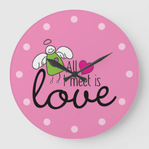 Funny Angel - All I Meet Is Love 1 Large Clock