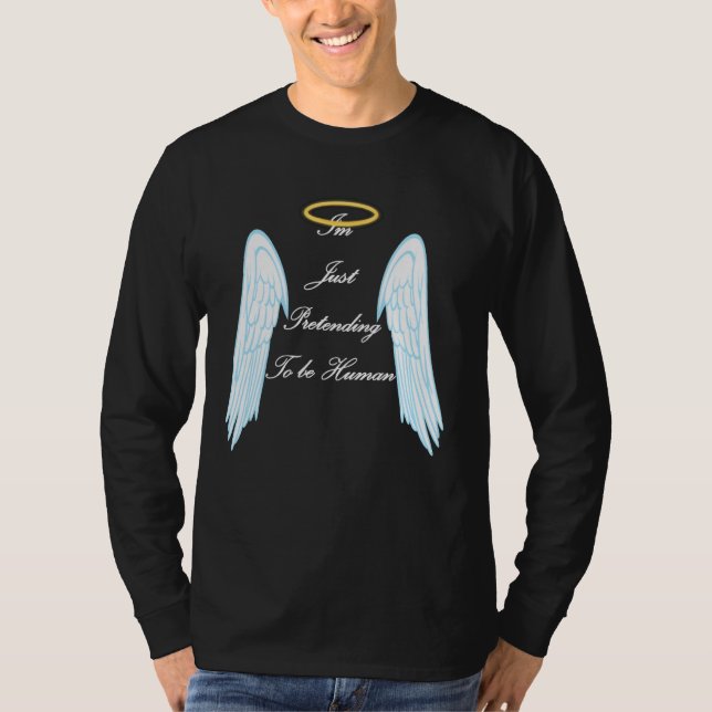 Funny angel design with cool wings and halo T-Shirt (Front)