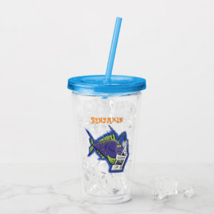 Funny angler fish cartoon acrylic tumbler