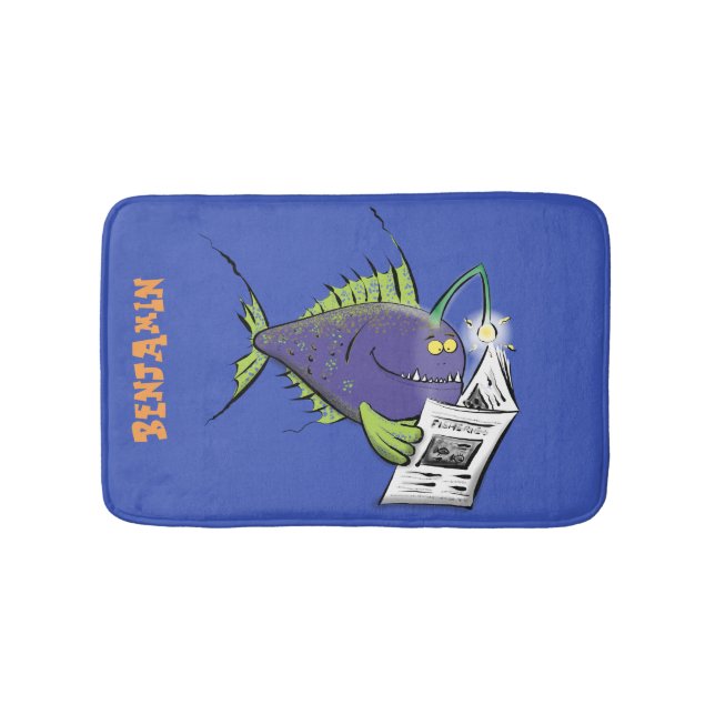 Funny angler fish cartoon bath mat (Front)